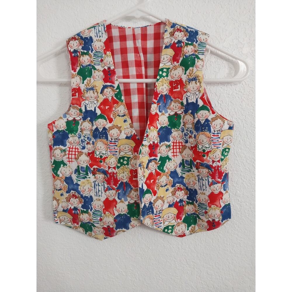 Vintage Handmade Child's Size Small Colorful Vest Kids Gingham